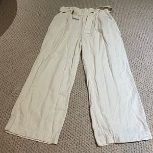 Uniqlo Belted Trousers - Cream - Size Medium